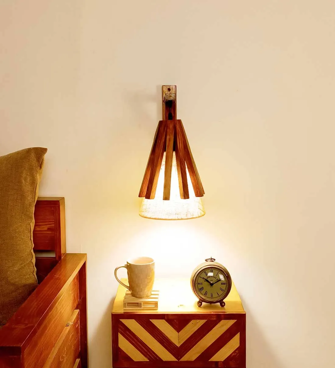 Killi L Brown Wooden Wall Light