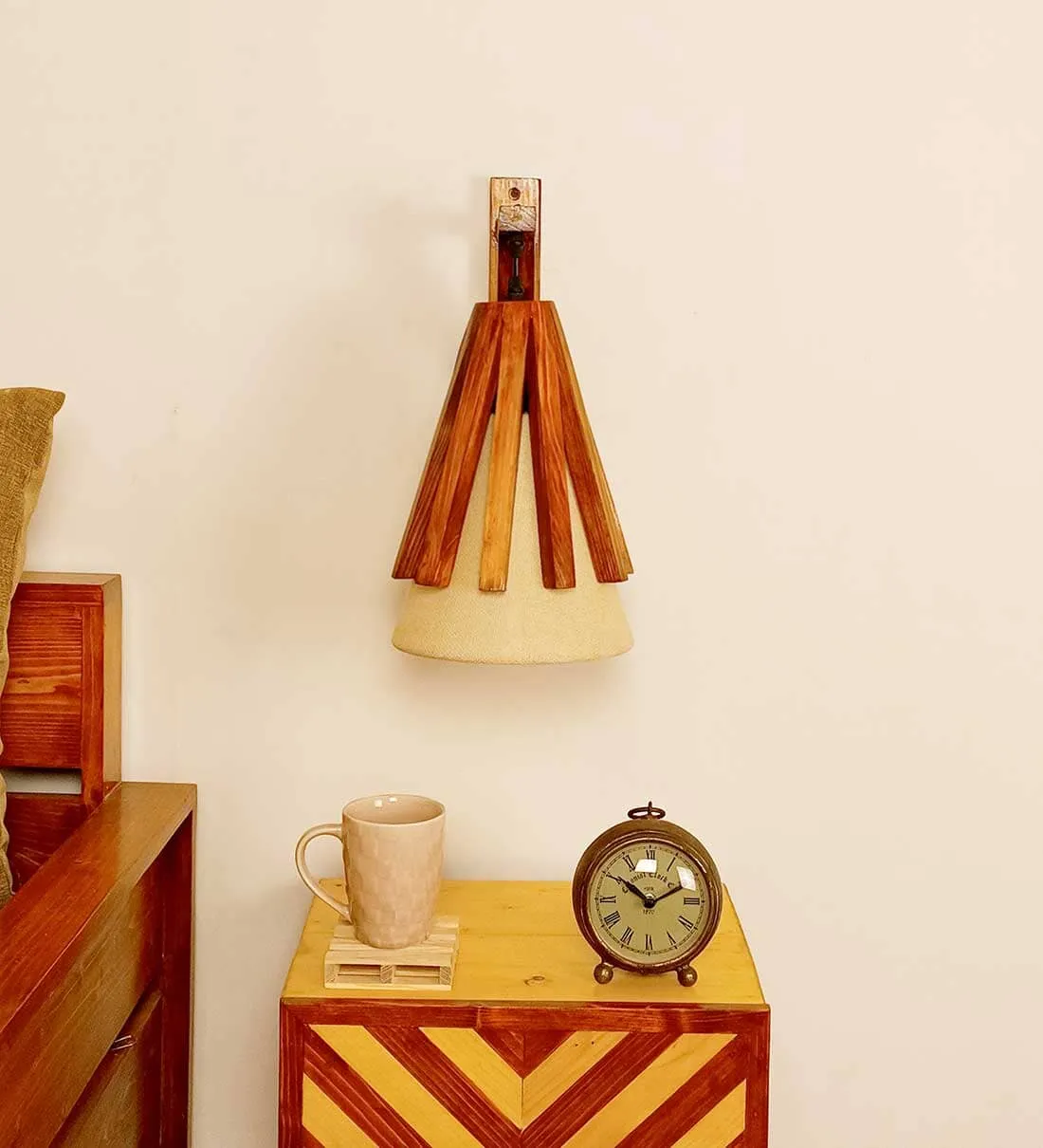 Killi L Brown Wooden Wall Light