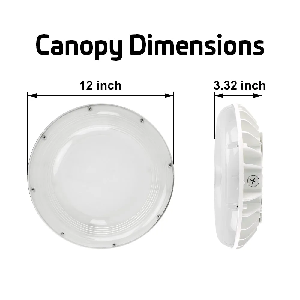 Konlite LED Canopy CP0203 Series - 30W - 3,600 Lumens - 5000K - 120-277V - White -Dimmable- 70W Equal