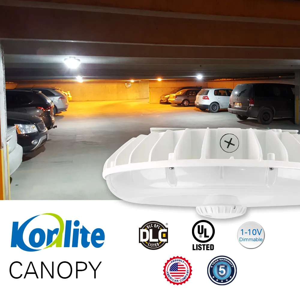 Konlite LED Canopy CP0203 Series - 30W - 3,600 Lumens - 5000K - 120-277V - White -Dimmable- 70W Equal