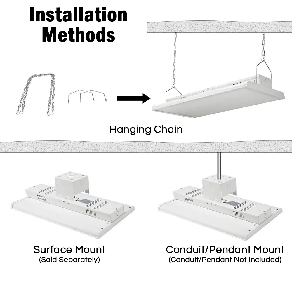Konlite Linear LED High Bay Light - 225W - 1X4FT- 120-277V - 31500 Lumens - 5000K - 600W Equal