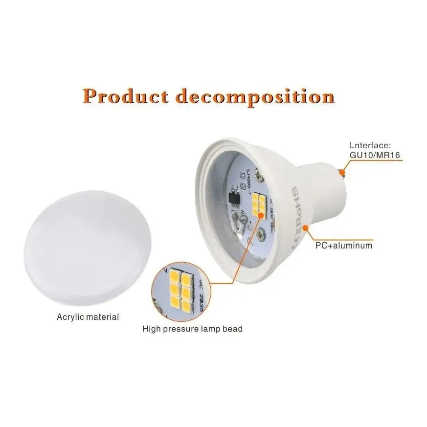 LATTUSO- 10Pcs/Lot GU10 MR16 Led Bulb| E27 E14 Cold/Warm light optional