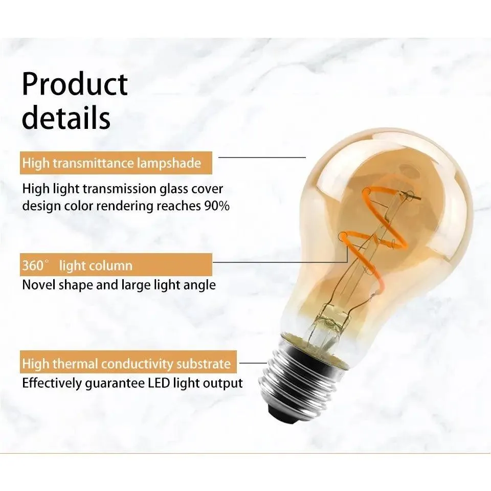 LATTUSO- LED- Filament Bulb Spiral Light/ 4W 2200K /C35 T45 optional