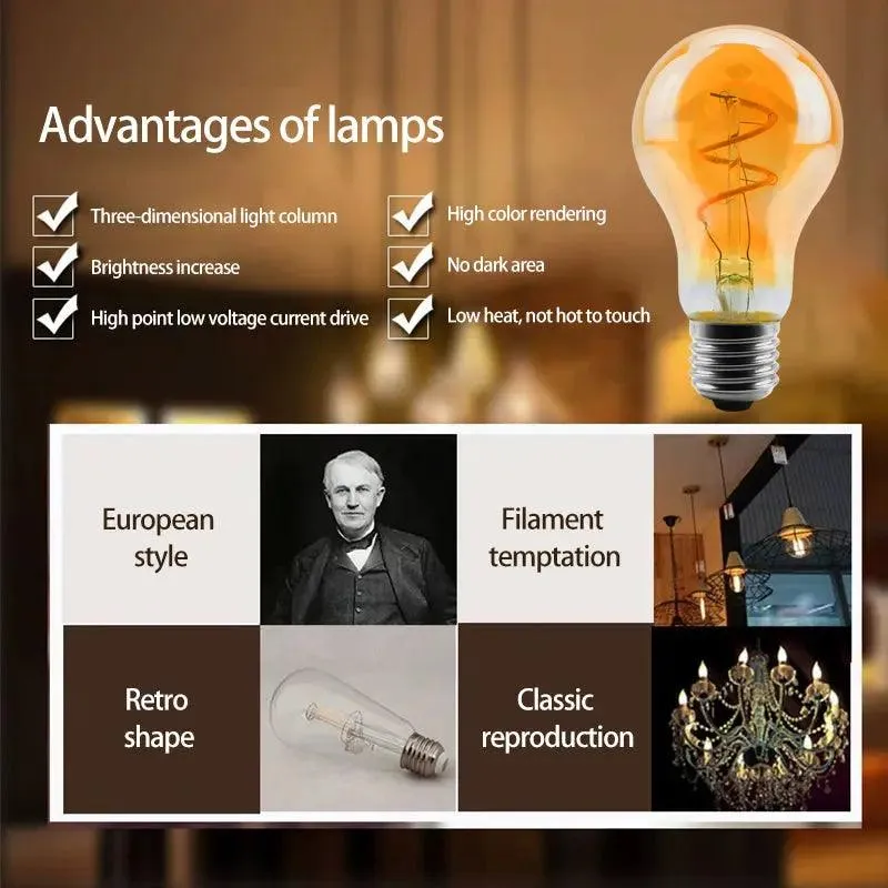 LATTUSO- LED- Filament Bulb Spiral Light/ 4W 2200K /C35 T45 optional