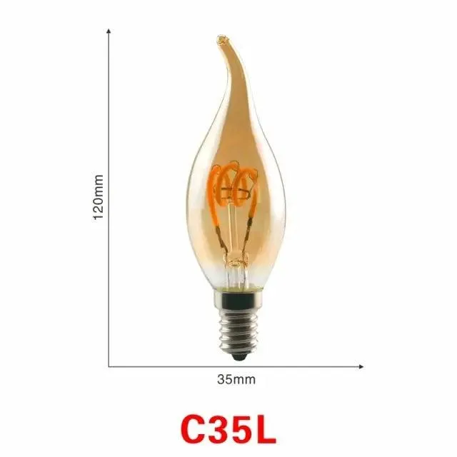 LATTUSO- LED- Filament Bulb Spiral Light/ 4W 2200K /C35 T45 optional