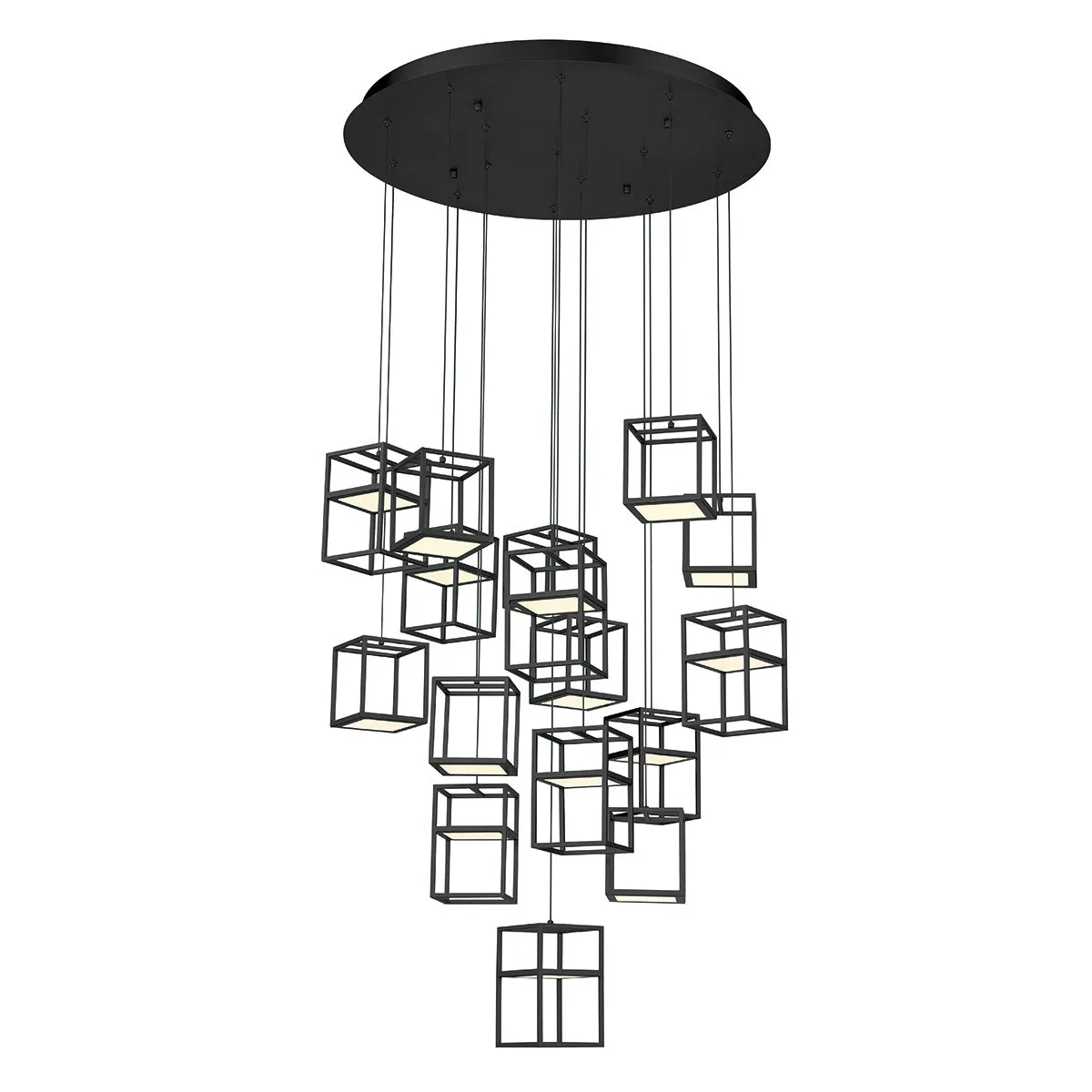 LED Chandelier from the Ferro Collection in Black Finish by Eurofase
