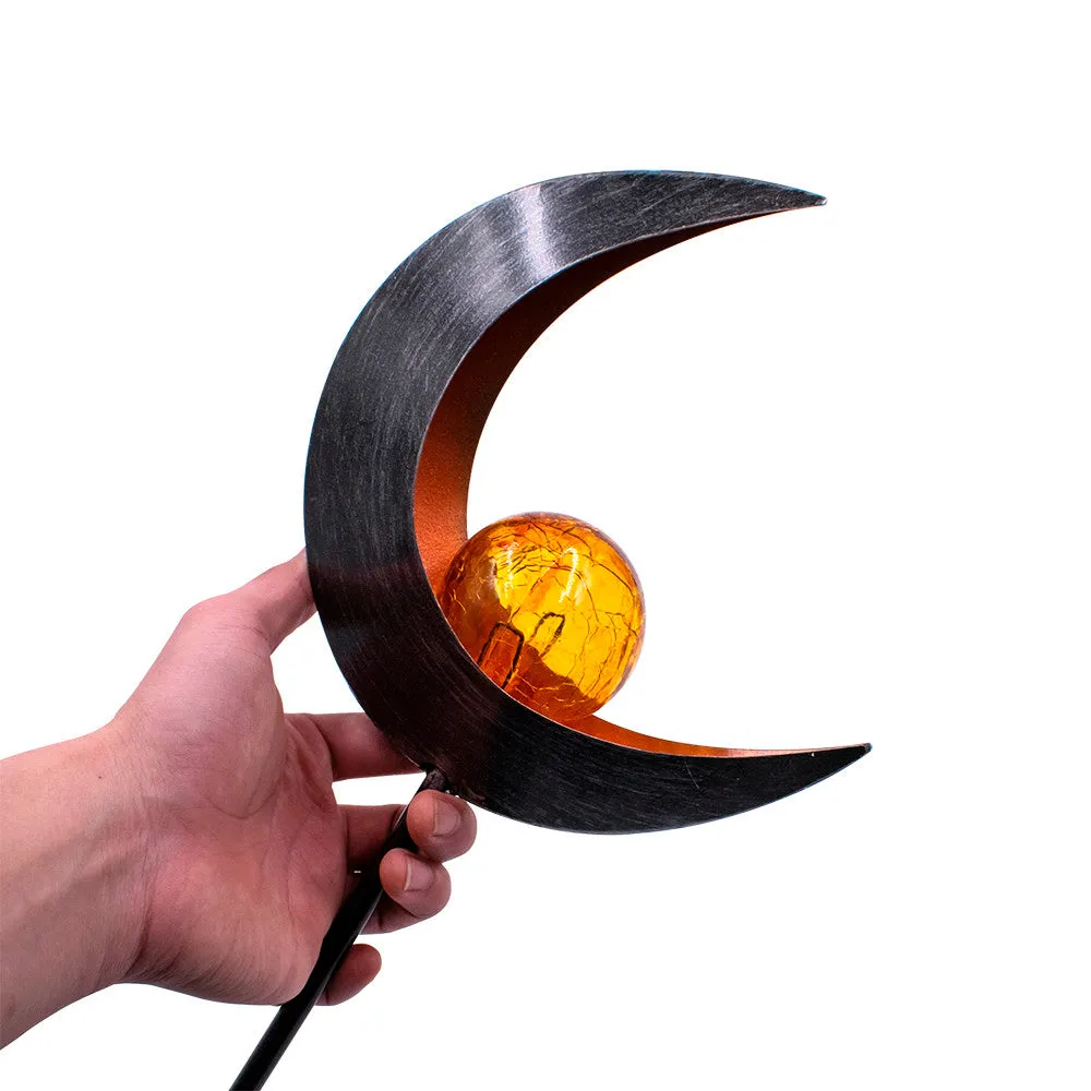 LED Garden Solar Lights Outdoor Moon Crackle Glass Stake Lights