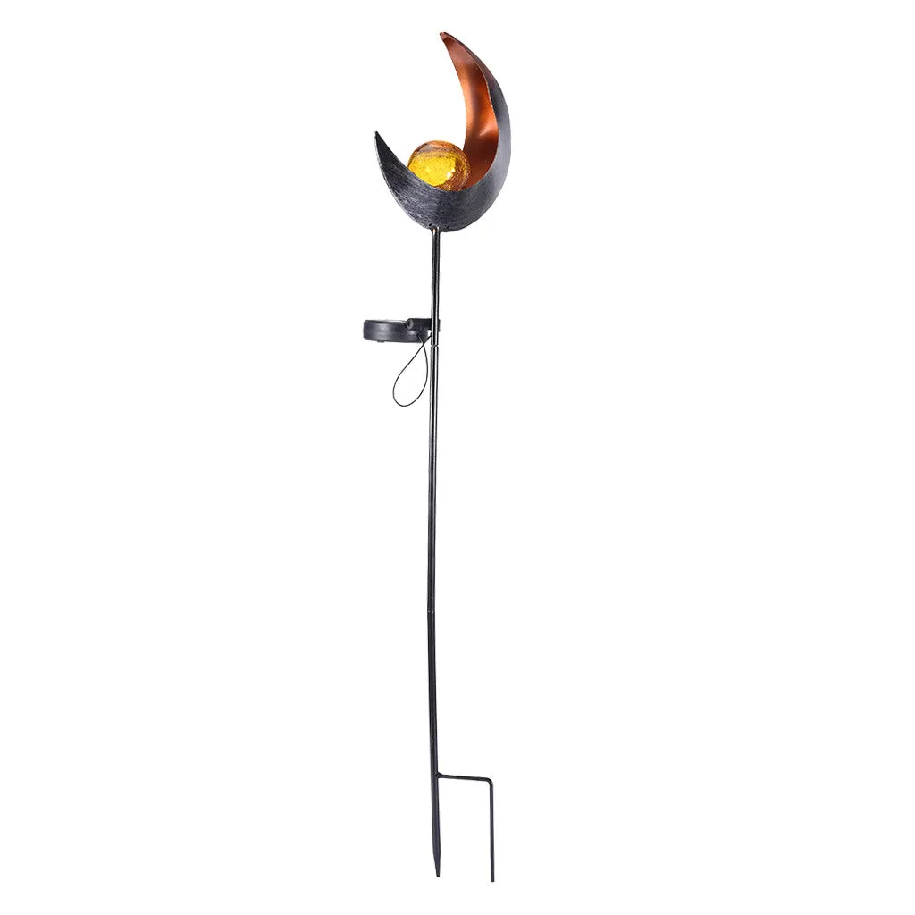 LED Garden Solar Lights Outdoor Moon Crackle Glass Stake Lights