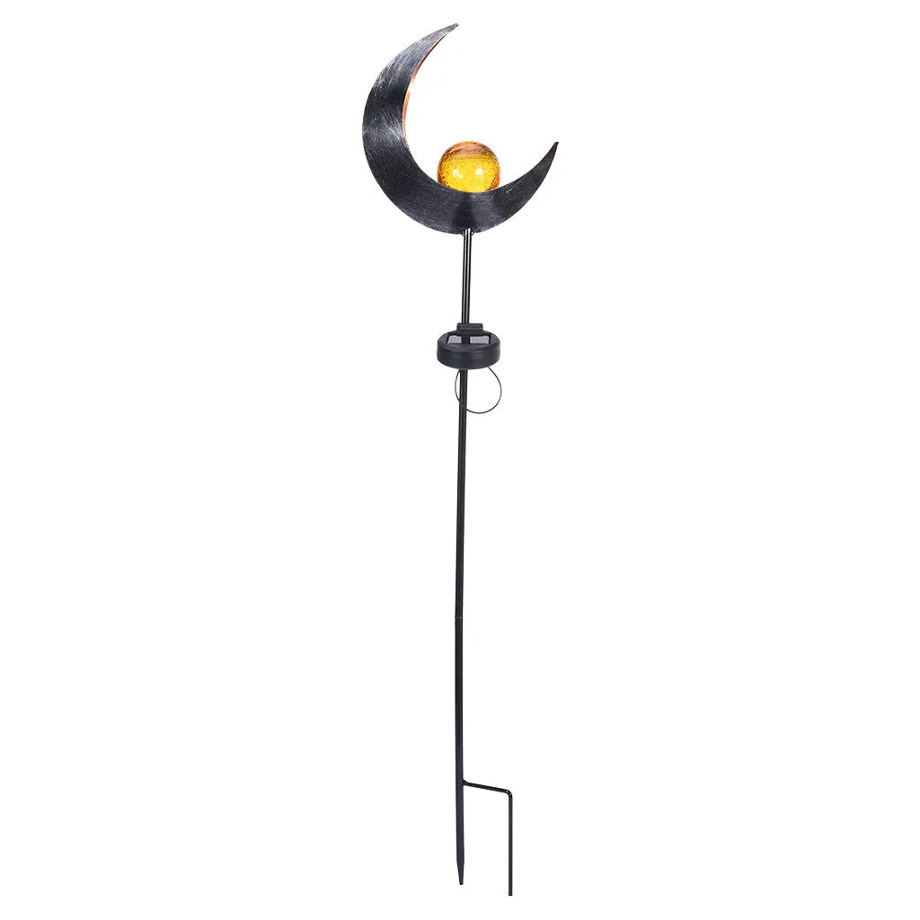 LED Garden Solar Lights Outdoor Moon Crackle Glass Stake Lights