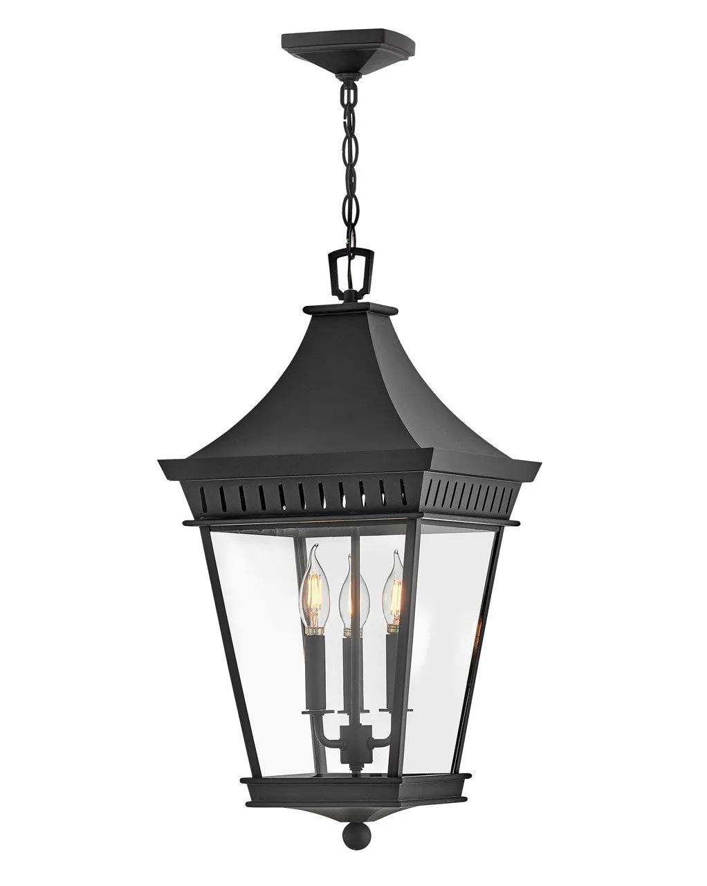 LED Hanging Lantern from the Chapel Hill Collection in Museum Black Finish by Hinkley