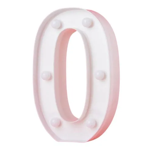 LED Light Up Number 0 White 22cm
