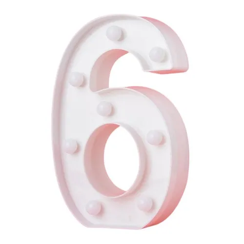 LED Light Up Number 6 White 22cm
