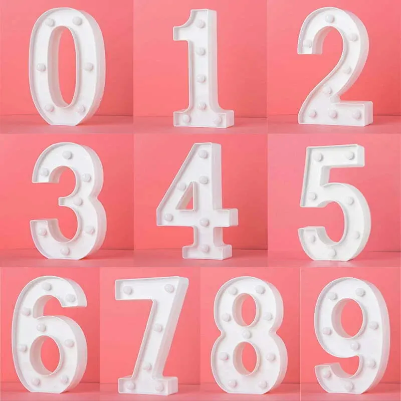 LED Light Up Number 6 White 22cm
