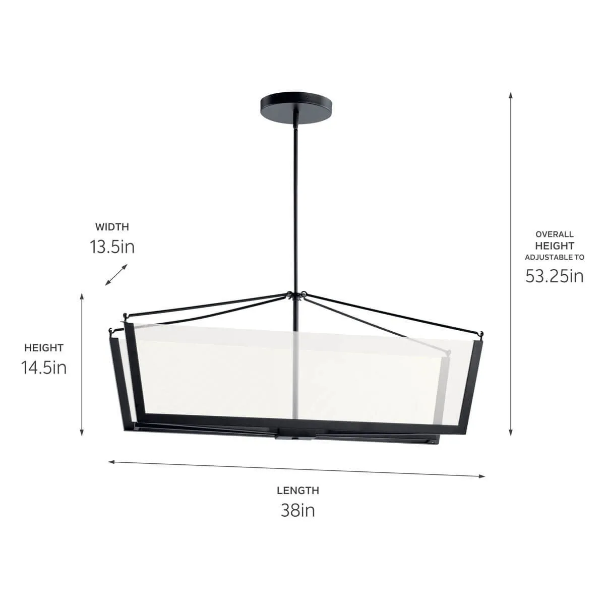 LED Linear Chandelier from the Calters Collection in Black Finish by Kichler