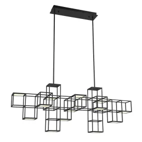 LED Linear Chandelier from the Ferro Collection in Black Finish by Eurofase