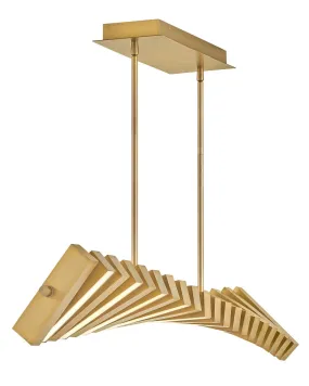 LED Linear Chandelier from the Stitch Collection in Lacquered Brass Finish by Fredrick Ramond