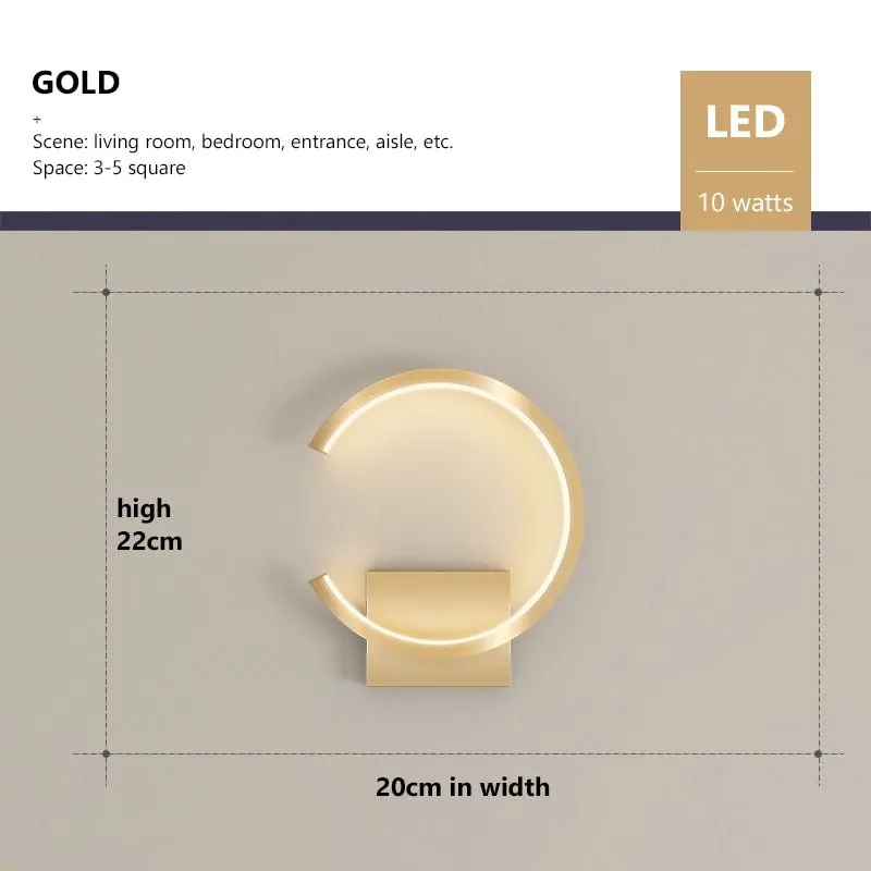 LED Wall Light in Black, White, and Golden Shades
