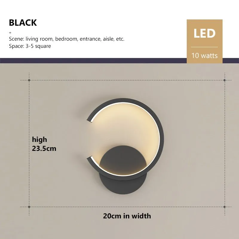 LED Wall Light in Black, White, and Golden Shades