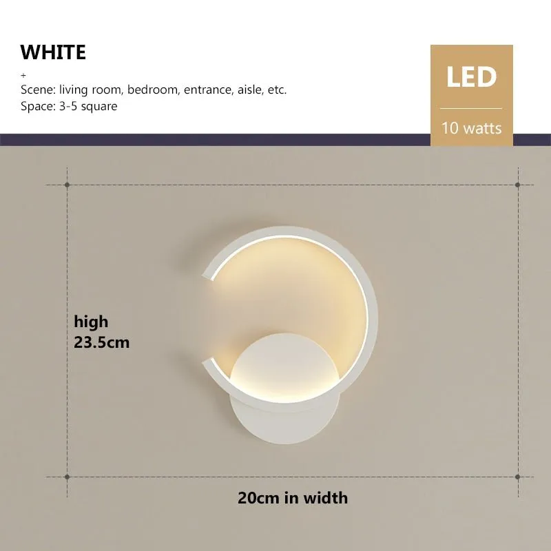 LED Wall Light in Black, White, and Golden Shades
