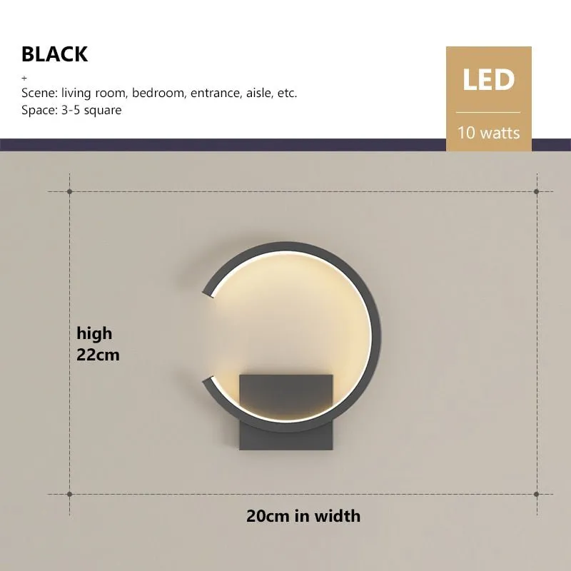 LED Wall Light in Black, White, and Golden Shades