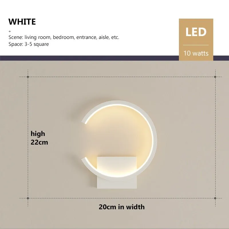 LED Wall Light in Black, White, and Golden Shades