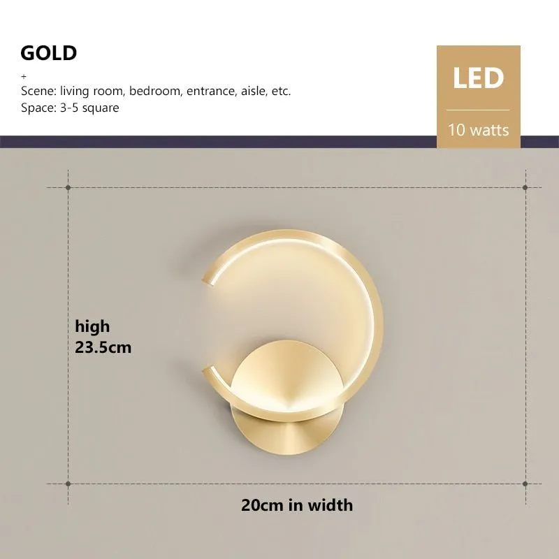 LED Wall Light in Black, White, and Golden Shades