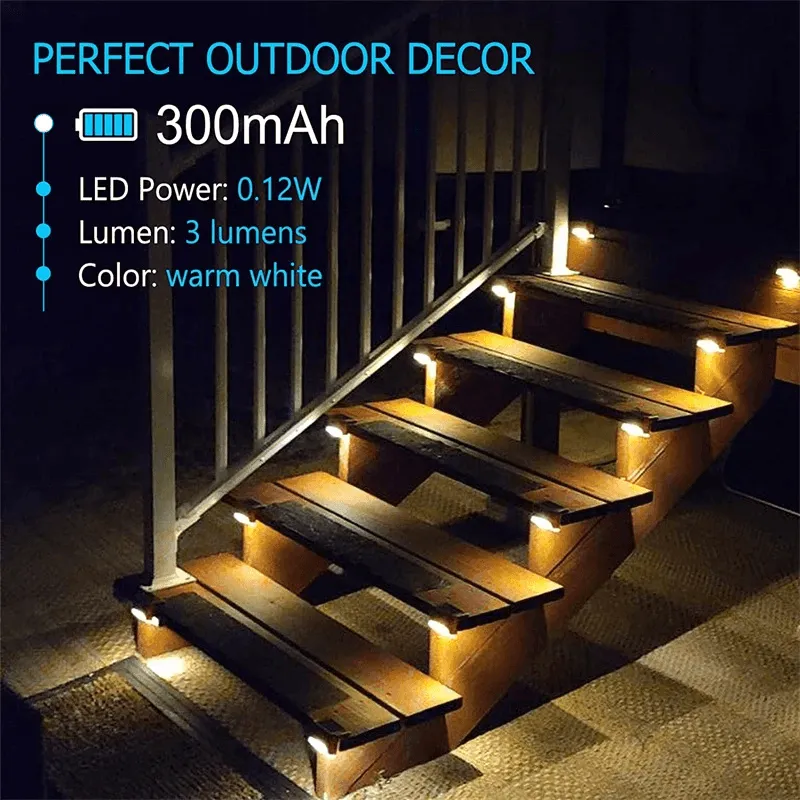 LED Waterproof Outdoor Solar Powered LED Step Light Solar Deck Lights