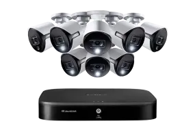 Lorex 4K 8-Channel Wired DVR System with Eight 2K Active Deterrence Bullet Cameras
