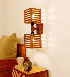 Lyon Duo Brown Wooden Wall Light