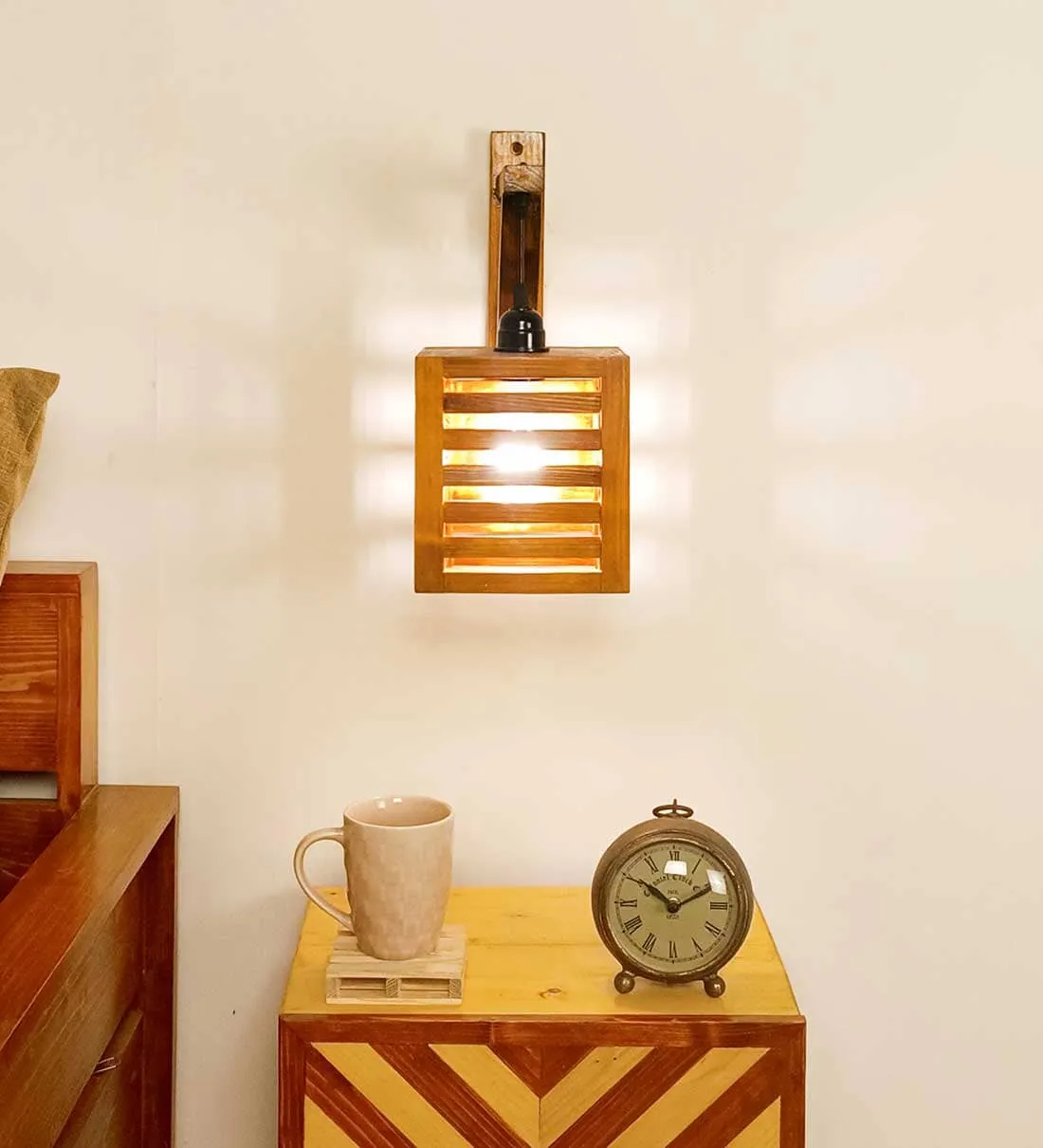 Lyon L Brown Wooden Wall Light