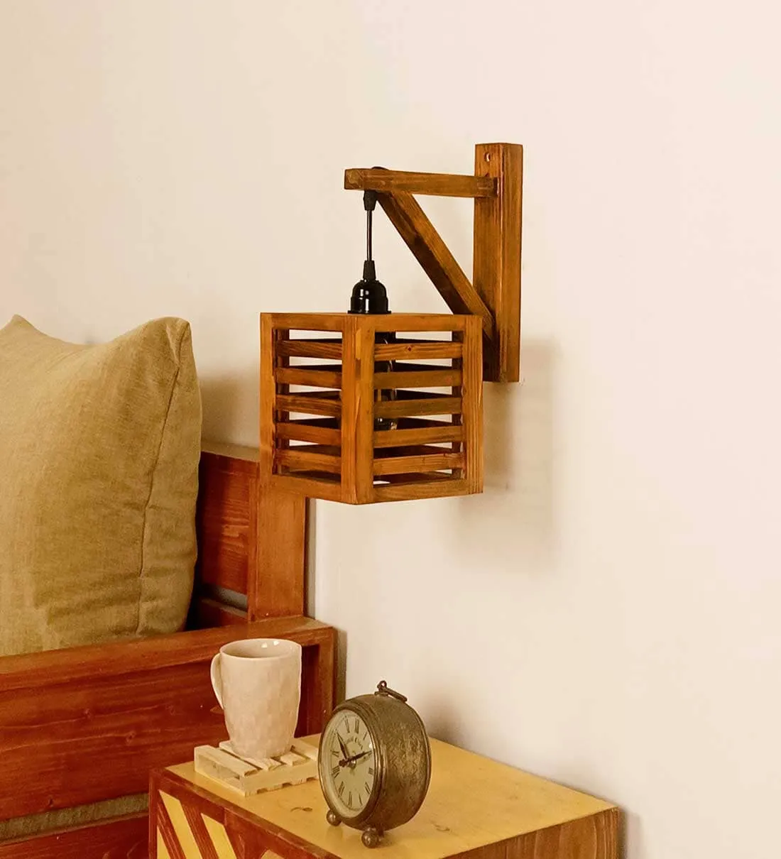 Lyon L Brown Wooden Wall Light
