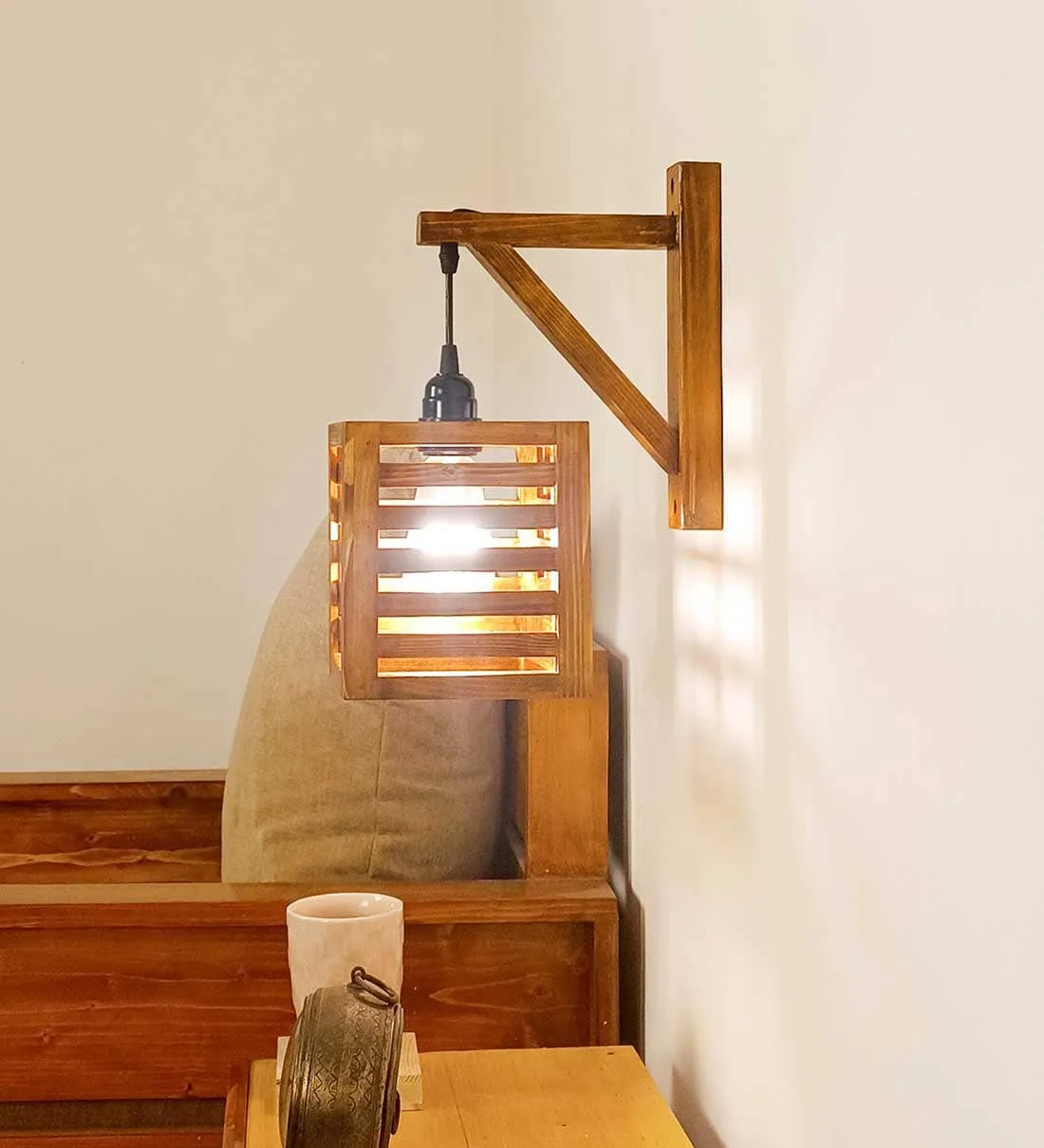 Lyon L Brown Wooden Wall Light