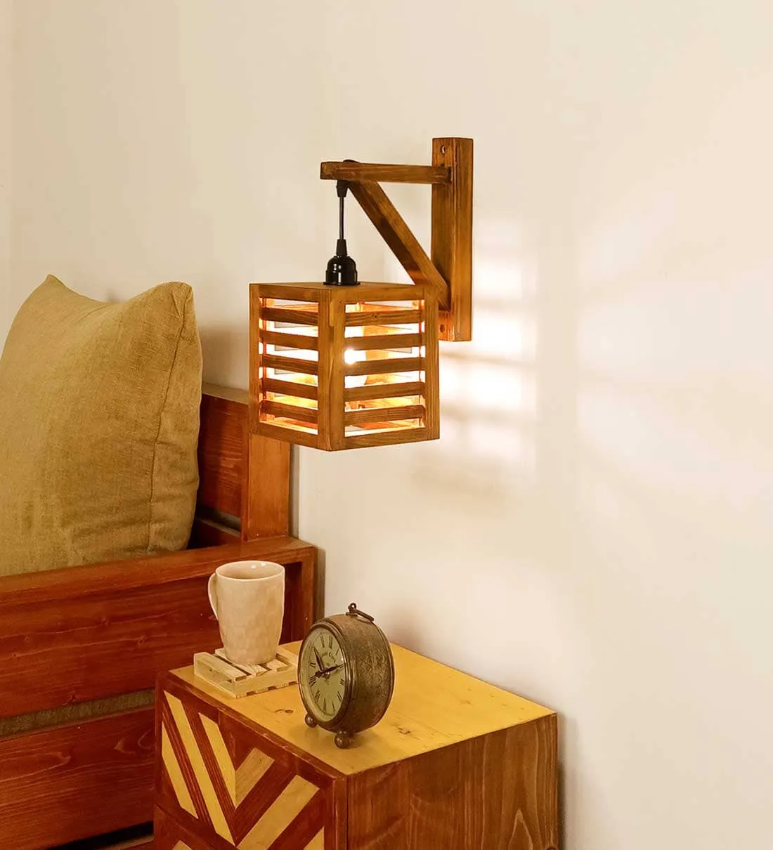 Lyon L Brown Wooden Wall Light