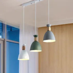 Macaron 3-Head Metallic Multi Ceiling Light: Inverted Cup Design, White Suspension Lighting