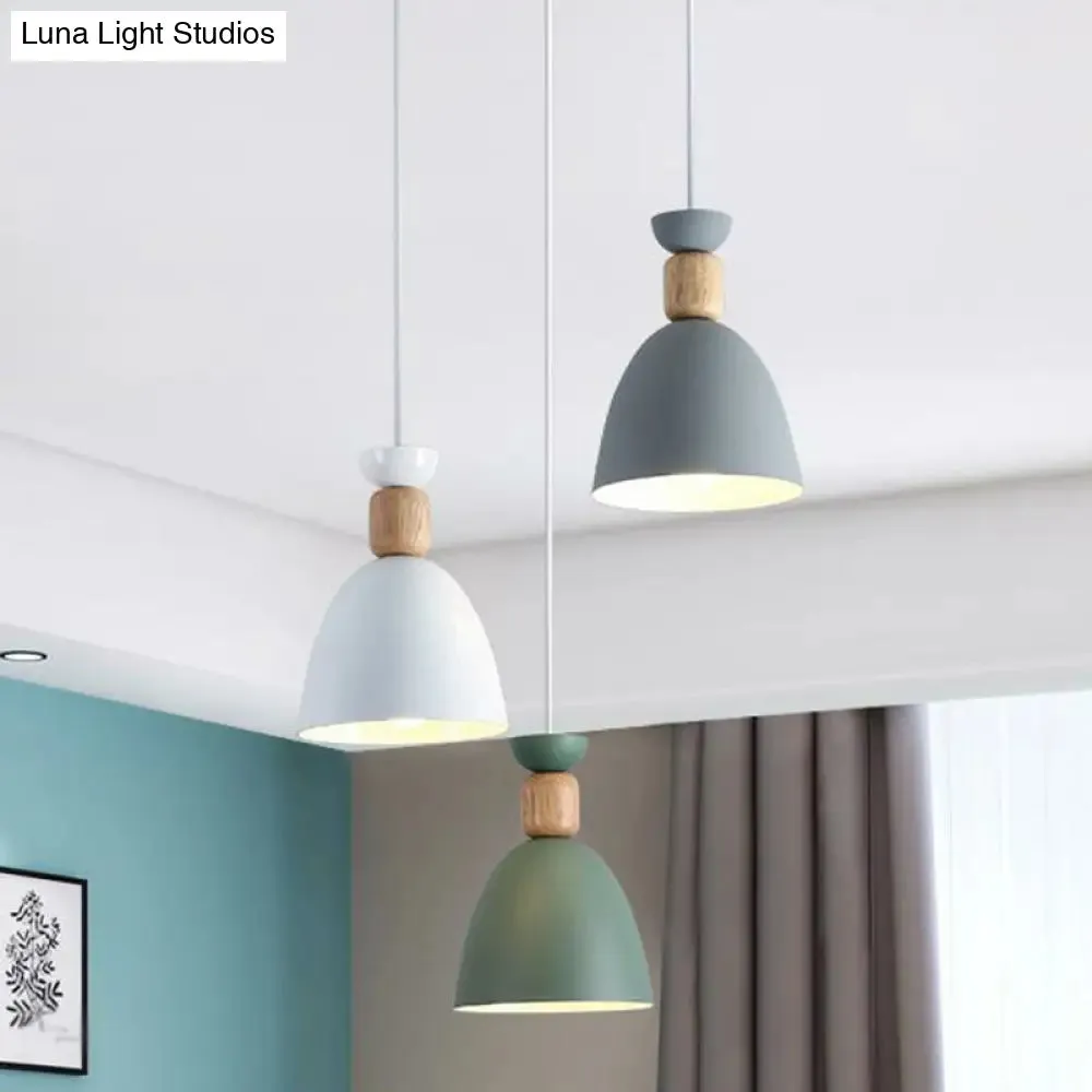 Macaron 3-Head Metallic Multi Ceiling Light: Inverted Cup Design, White Suspension Lighting