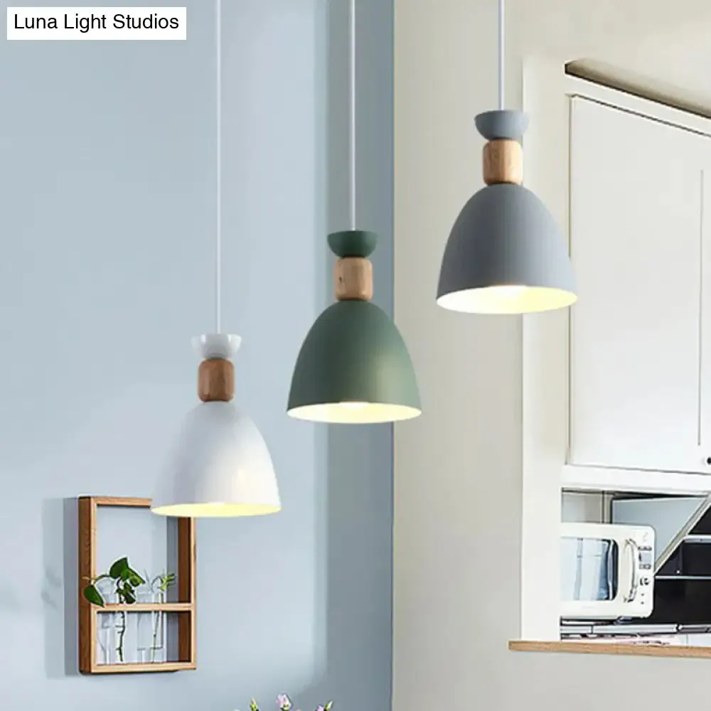 Macaron 3-Head Metallic Multi Ceiling Light: Inverted Cup Design, White Suspension Lighting
