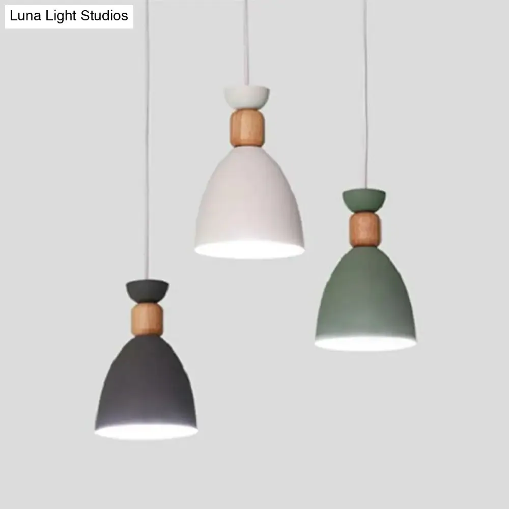 Macaron 3-Head Metallic Multi Ceiling Light: Inverted Cup Design, White Suspension Lighting