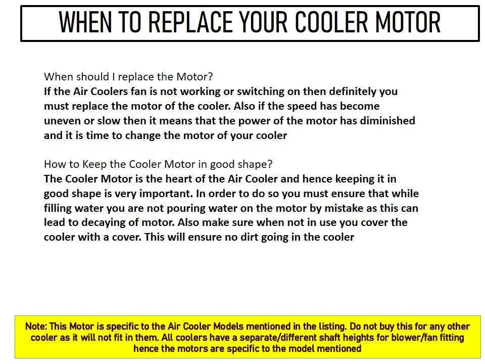 Main/Electric Motor - For Symphony Touch 20 Litre Personal Cooler