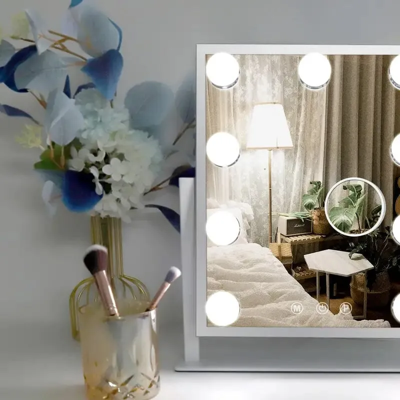 Makeup Mirror with 9 Bulbs, Adjustable Brightness and Smart Touch Control