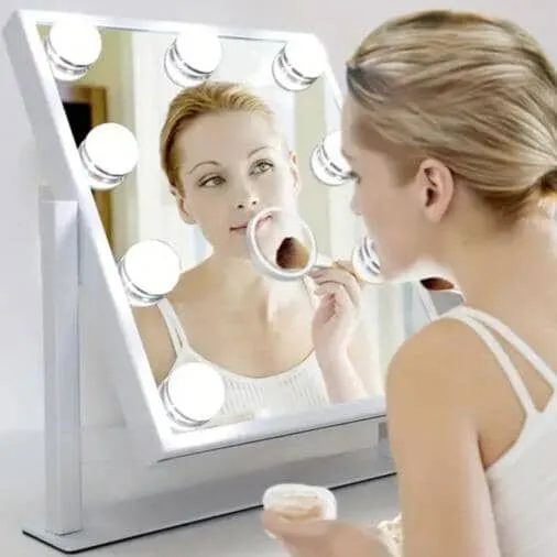 Makeup Mirror with 9 Bulbs, Adjustable Brightness and Smart Touch Control