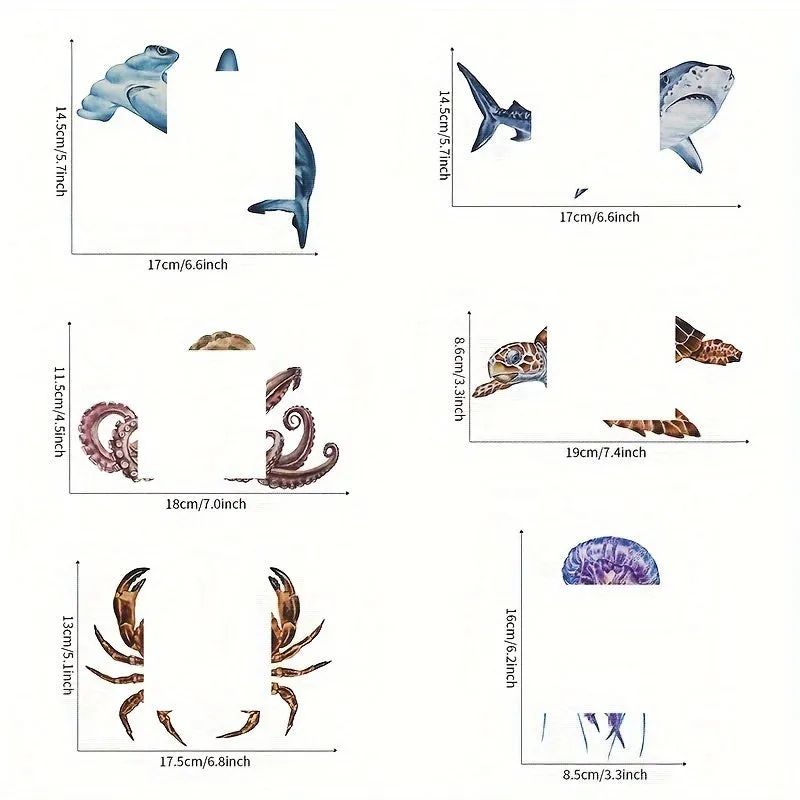 Marine Animal - Octopus, Shark & Turtle Pattern Light Switch Stickers