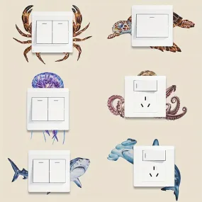 Marine Animal - Octopus, Shark & Turtle Pattern Light Switch Stickers