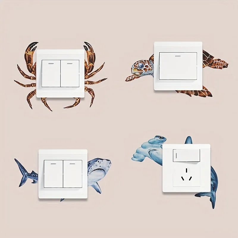Marine Animal - Octopus, Shark & Turtle Pattern Light Switch Stickers
