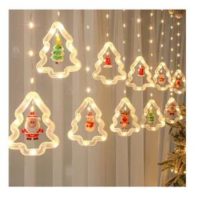 MILEXING Christmas Lights, 10 Tree Lights 120 LED Christmas Decorations Indoor, Battery Operated Christmas Window Lights 9.84 ft Waterproof String Light for Bedroom Party Curtain Decor