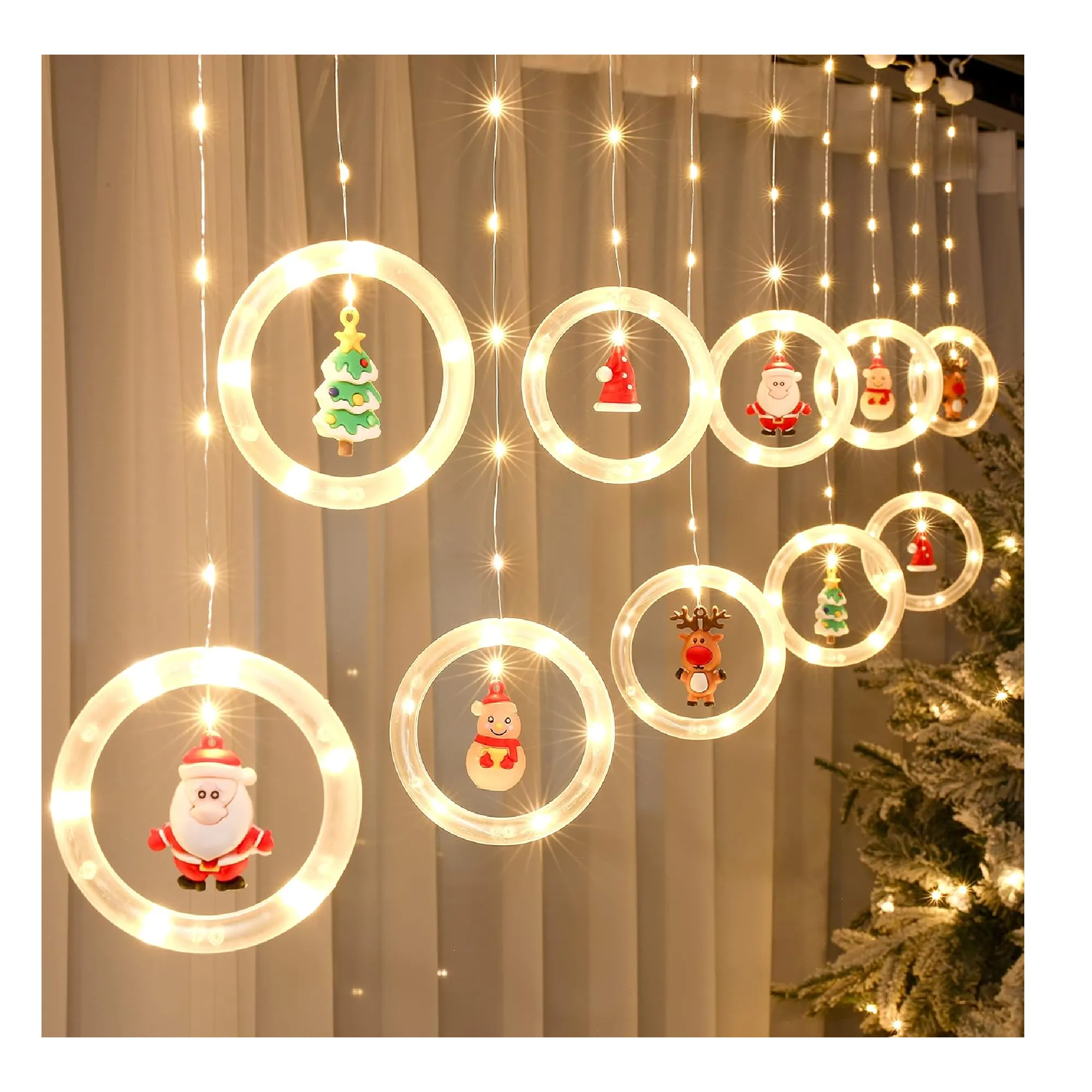 MILEXING Christmas Lights, 10 Tree Lights 120 LED Christmas Decorations Indoor, Battery Operated Christmas Window Lights 9.84 ft Waterproof String Light (Warm Round lamp)