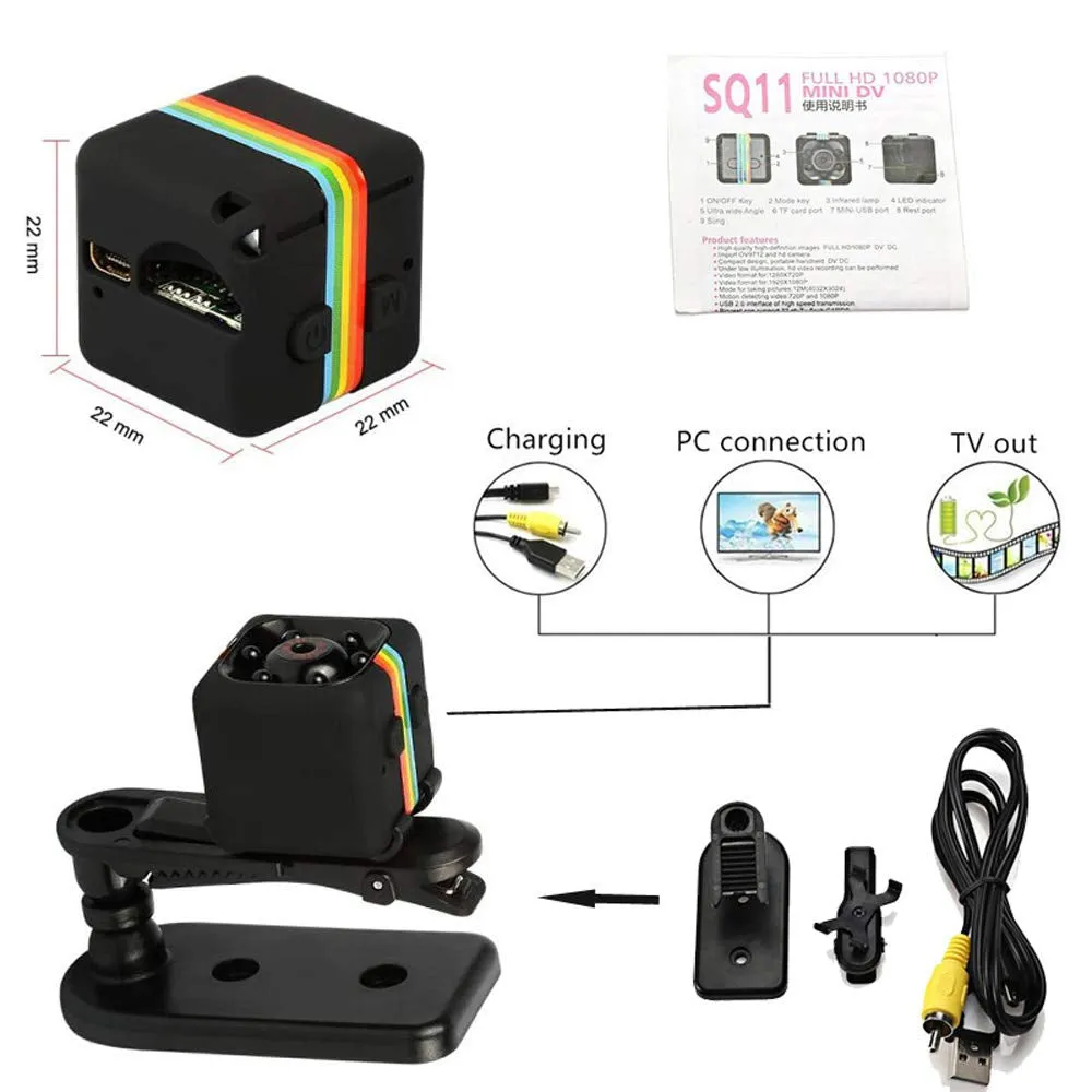 Mini Spy Camera Wireless, Sports HD DV Camera, Hidden 1080P Micro Motion Detection Camcorder Infrared Night Vision Digital Video Recorder Outdoor Indoor Office