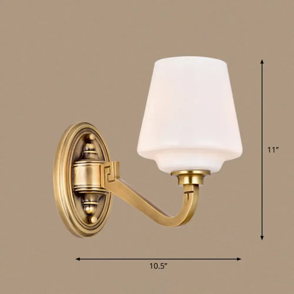 Minimalistic Opaline Glass Wall Sconce: Golden Bedside Lamp Fixture