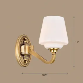Minimalistic Opaline Glass Wall Sconce: Golden Bedside Lamp Fixture