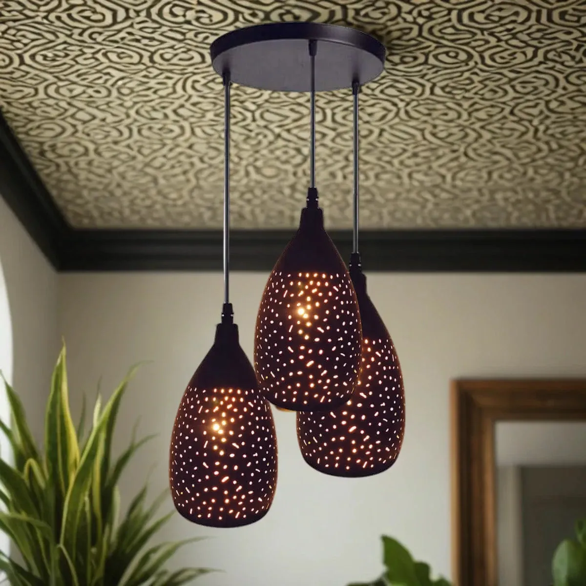Modern Design Ceiling 3 Pendant Shade Light Set