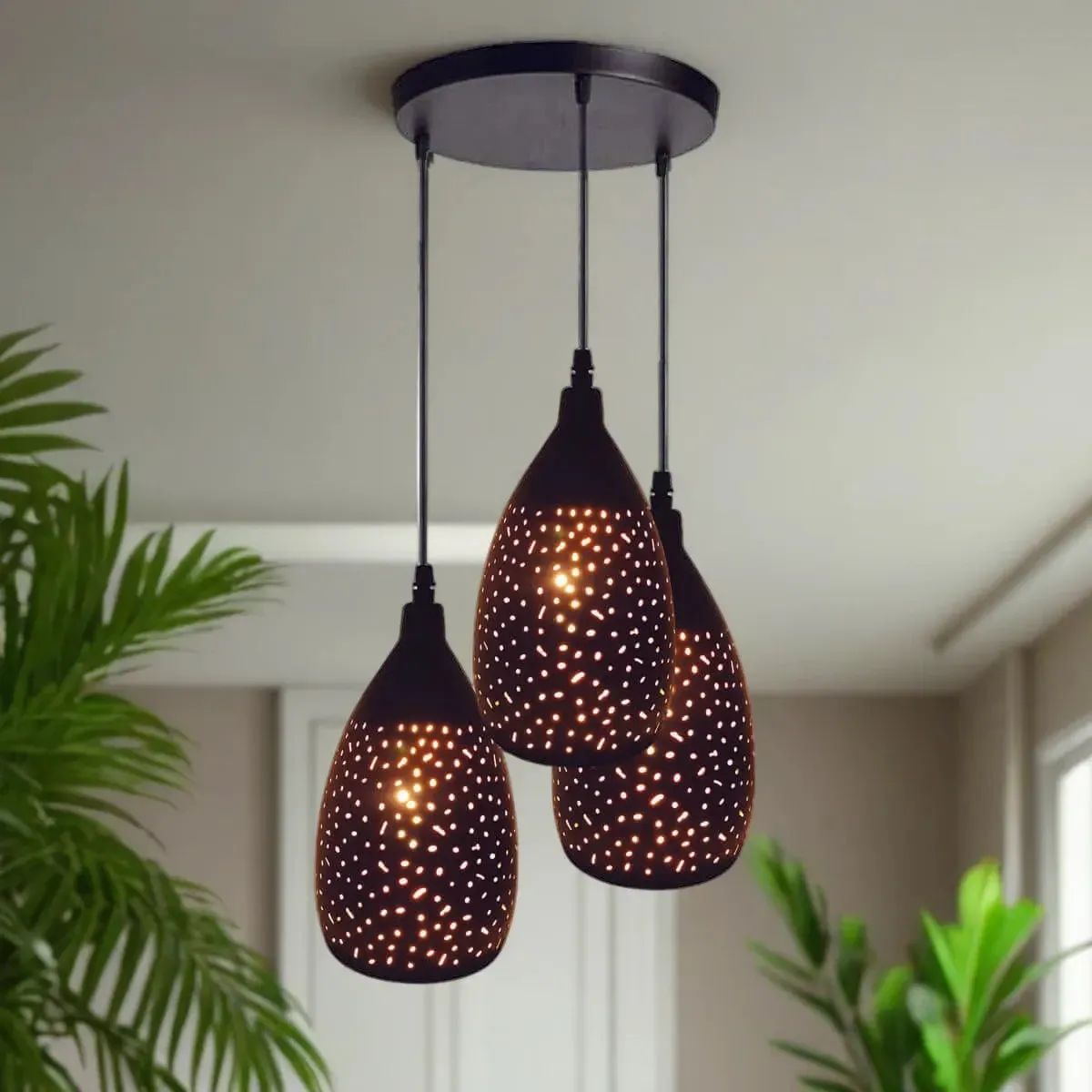 Modern Design Ceiling 3 Pendant Shade Light Set